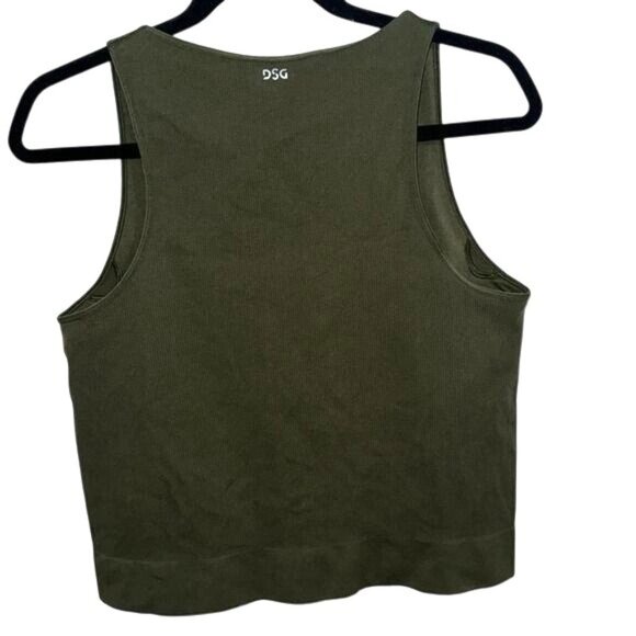 DSG Olive Green Ribbed Tank Top XL Nylon/Spandex Scoop Neck Stretch Athletic Wea - Picture 6 of 7